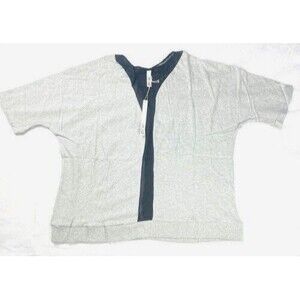 Heidi Klum Shirt Womens S Gray Round Neck Dolman Sleeve Sheer Tee Loungewear NEW